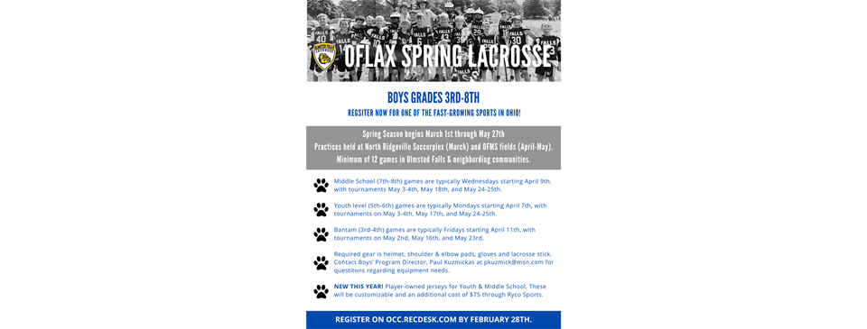 Boys Spring Registration Open