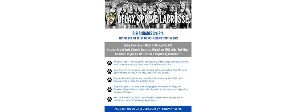 Girls Spring Registration Open